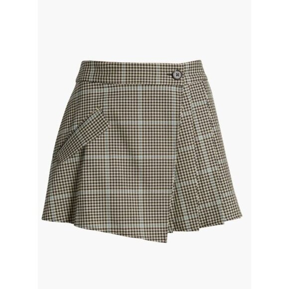 NEW Rails Adriana Check Wrap Miniskirt Brown Teal Sz 2 [jb] - Picture 2 of 10